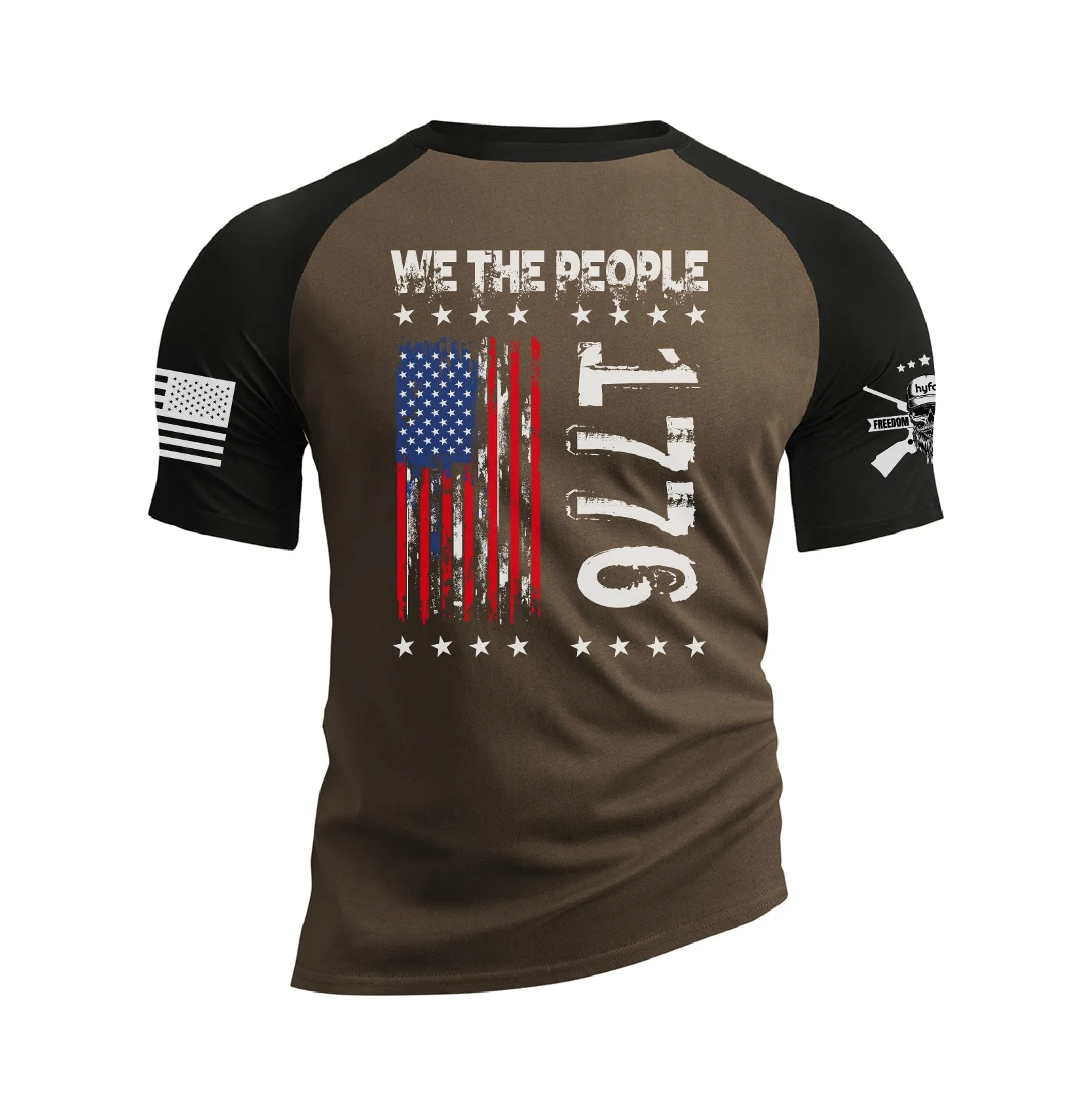 WE THE PEOPLE SHIRT PATRIOTIC 100% COTTON RAGLAN GRAPHIC TEE