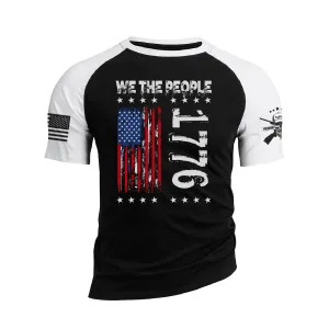 WE THE PEOPLE SHIRT PATRIOTIC 100% COTTON RAGLAN GRAPHIC TEE