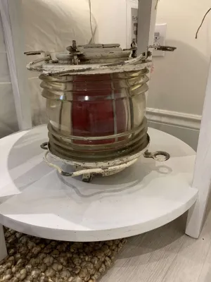 Weathered White 360 Lantern w/Red Lense