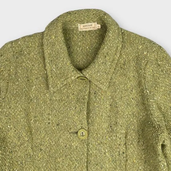 Weave Of The Irish Women's Large Wool Alpaca Knit Coat Jacket Made in Ireland