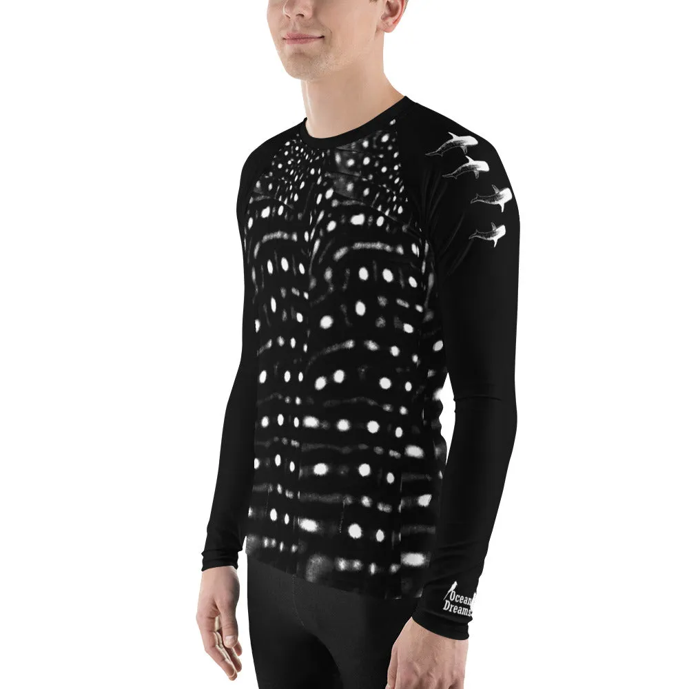 Whale Sharking Black Men's Rash Guard