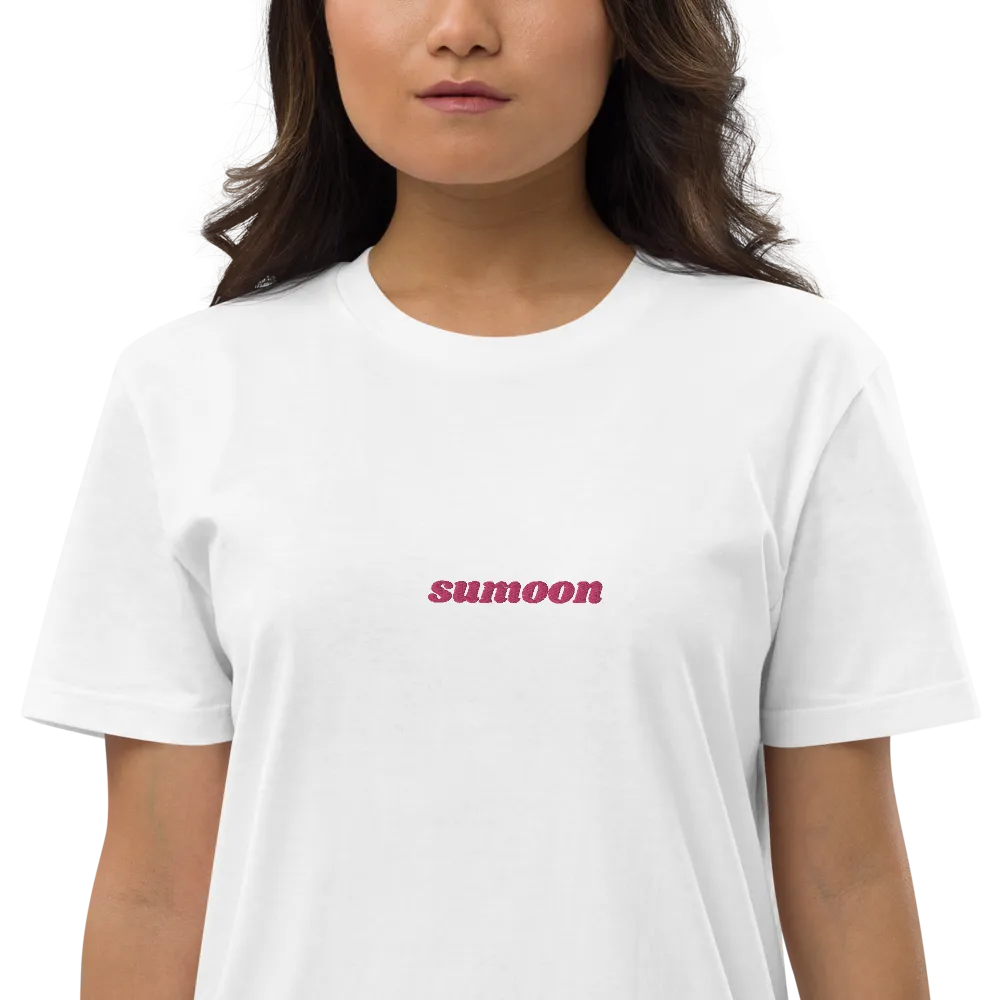 white embroidered logo t-shirt dress