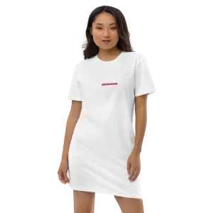 white embroidered logo t-shirt dress