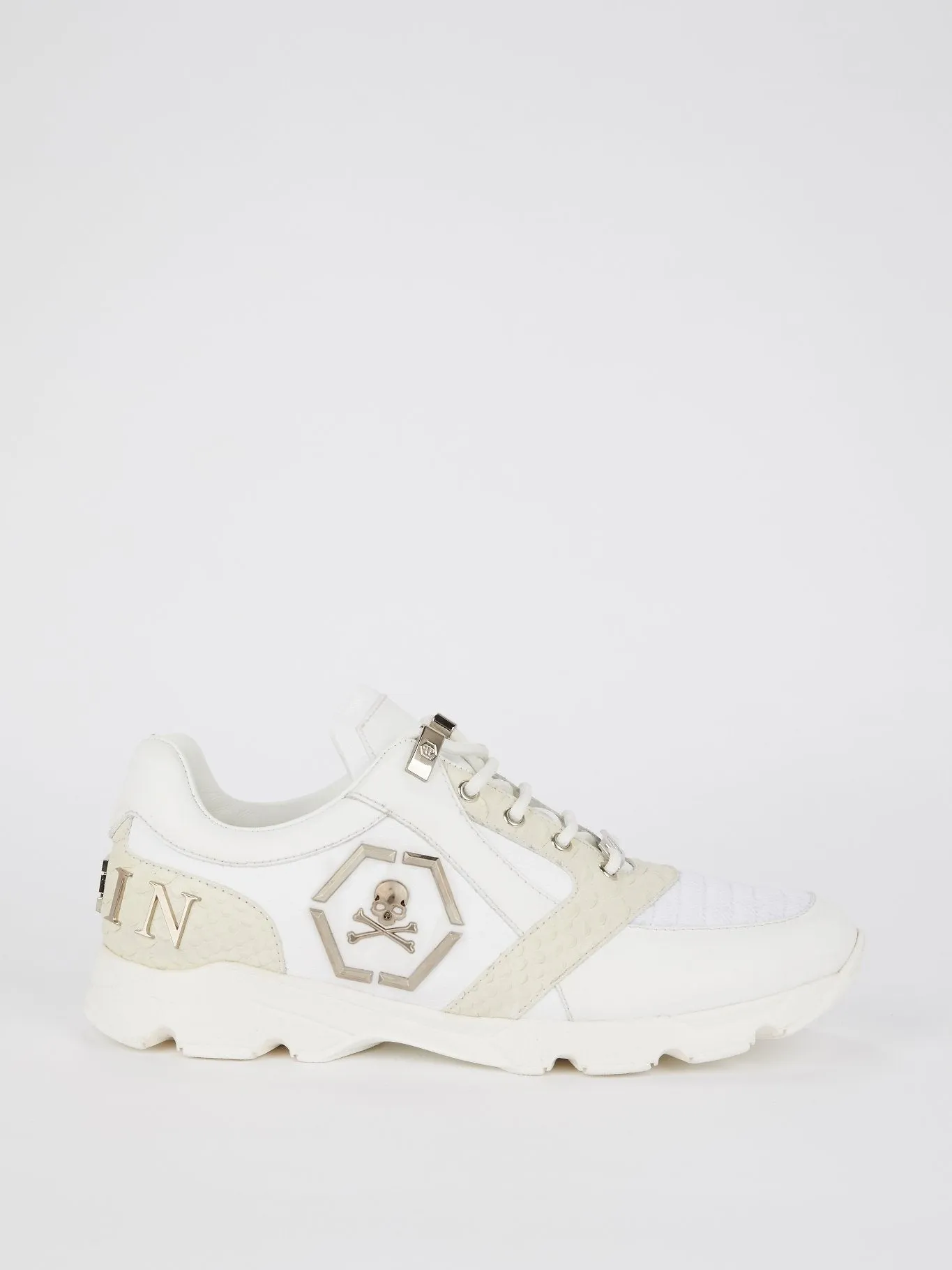White Rear Logo Platform Sneakers