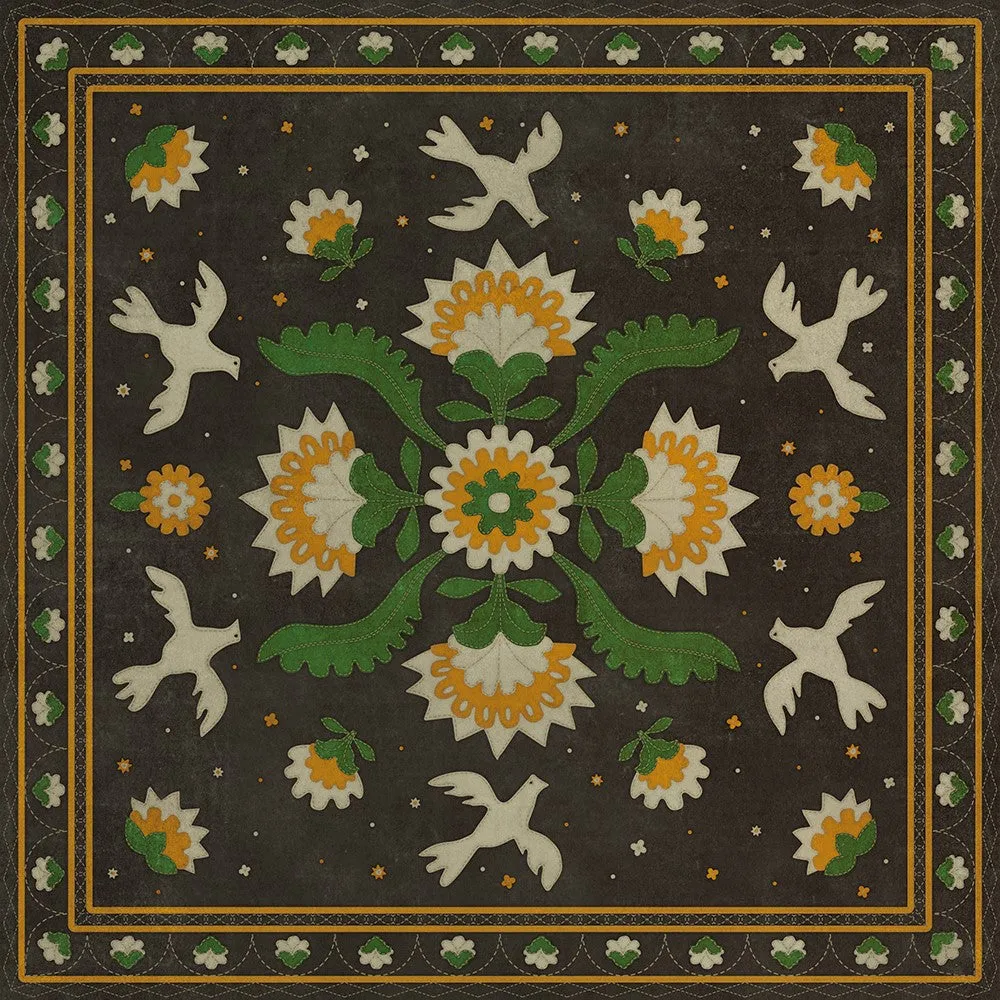 Williamsburg Applique "The Greenest Dells" Vinyl Floorcloth - Spicher & Co.
