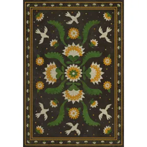 Williamsburg Applique "The Greenest Dells" Vinyl Floorcloth - Spicher & Co.