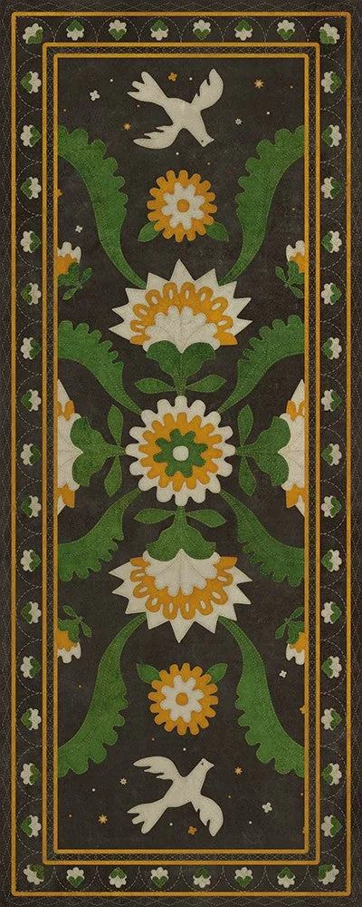 Williamsburg Applique "The Greenest Dells" Vinyl Floorcloth - Spicher & Co.
