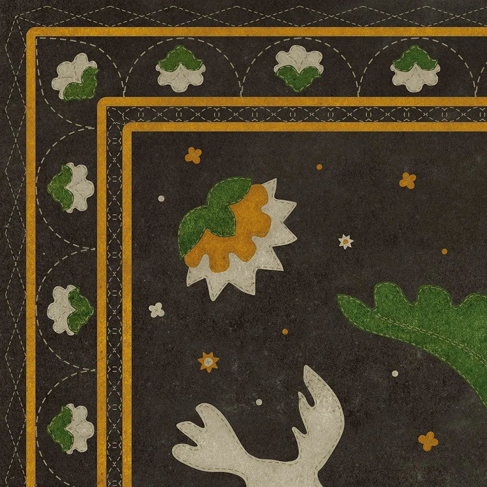 Williamsburg Applique "The Greenest Dells" Vinyl Floorcloth - Spicher & Co.