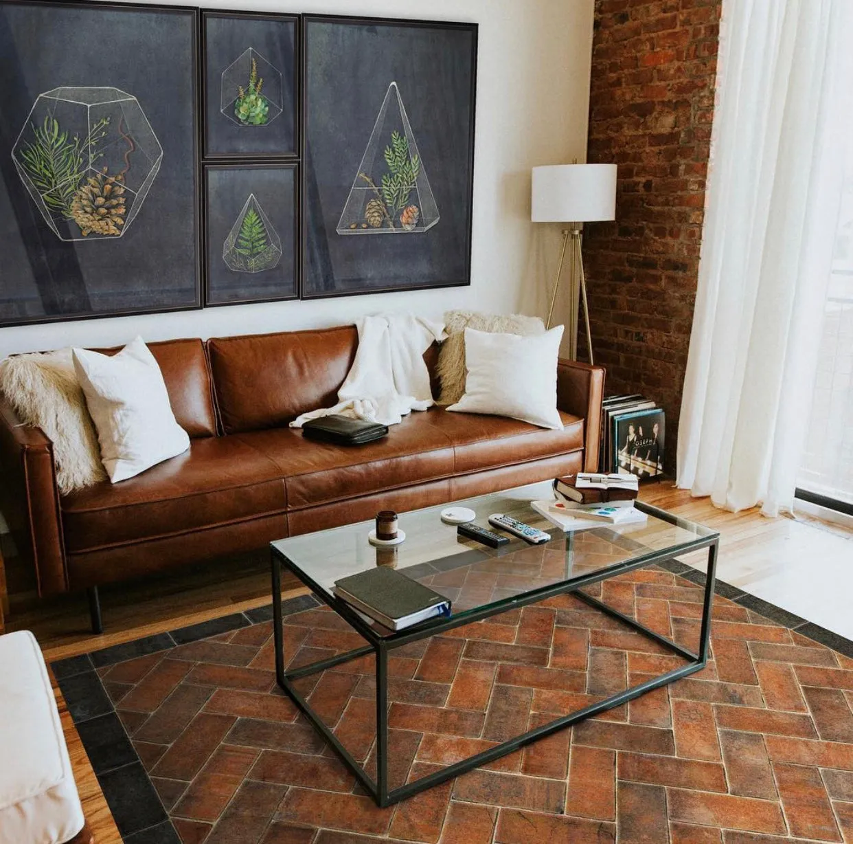 Williamsburg Brick Herringbone "Capitol Landing" Vinyl Floorcloth - Spicher & Co.