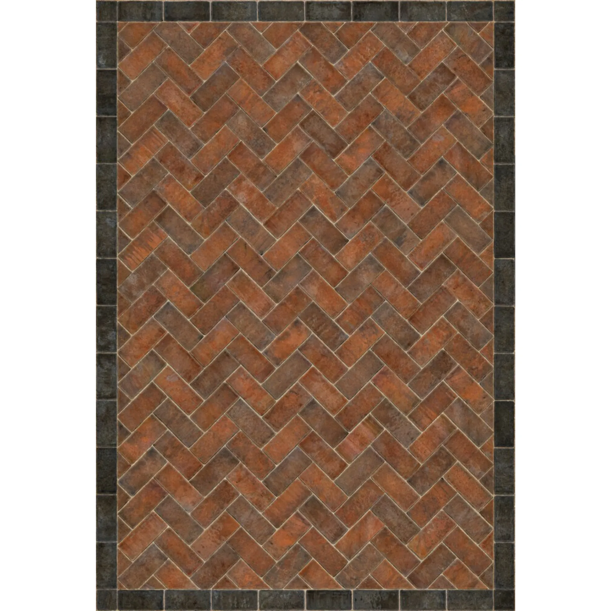 Williamsburg Brick Herringbone "Capitol Landing" Vinyl Floorcloth - Spicher & Co.