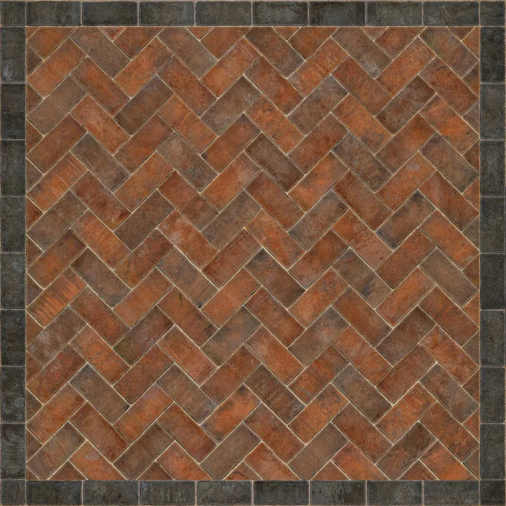 Williamsburg Brick Herringbone "Capitol Landing" Vinyl Floorcloth - Spicher & Co.