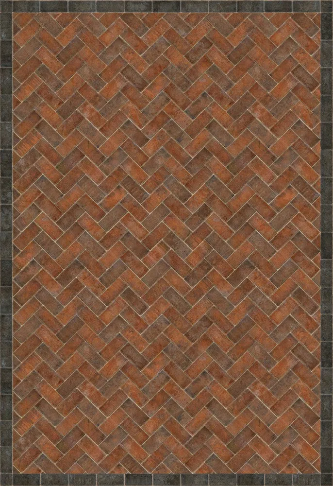 Williamsburg Brick Herringbone "Capitol Landing" Vinyl Floorcloth - Spicher & Co.