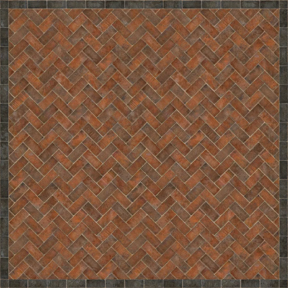Williamsburg Brick Herringbone "Capitol Landing" Vinyl Floorcloth - Spicher & Co.
