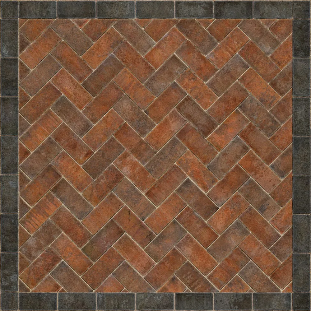 Williamsburg Brick Herringbone "Capitol Landing" Vinyl Floorcloth - Spicher & Co.
