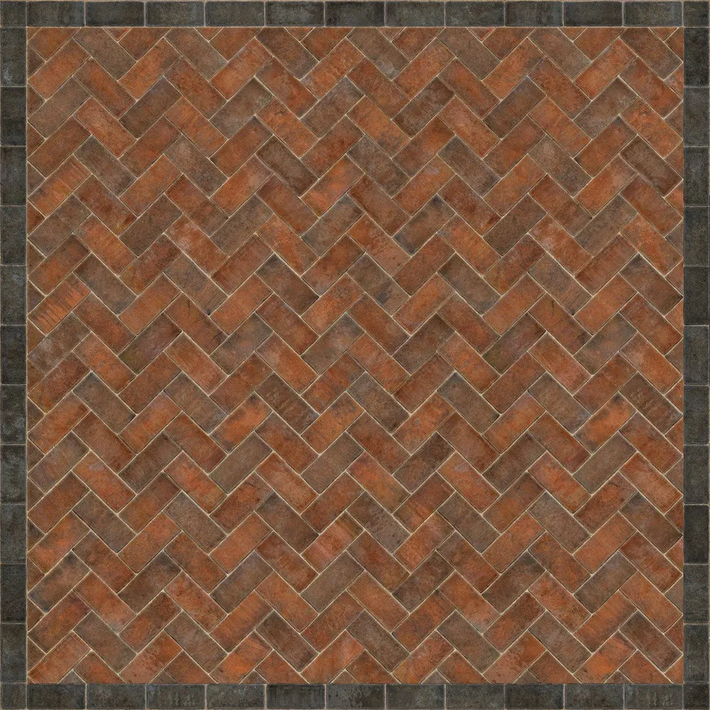 Williamsburg Brick Herringbone "Capitol Landing" Vinyl Floorcloth - Spicher & Co.