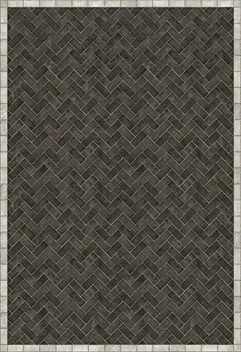 Williamsburg Brick Herringbone "Pewterware" Vinyl Floorcloth - Spicher & Co.