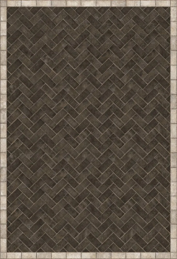 Williamsburg Brick Herringbone "Pewterware" Vinyl Floorcloth - Spicher & Co.