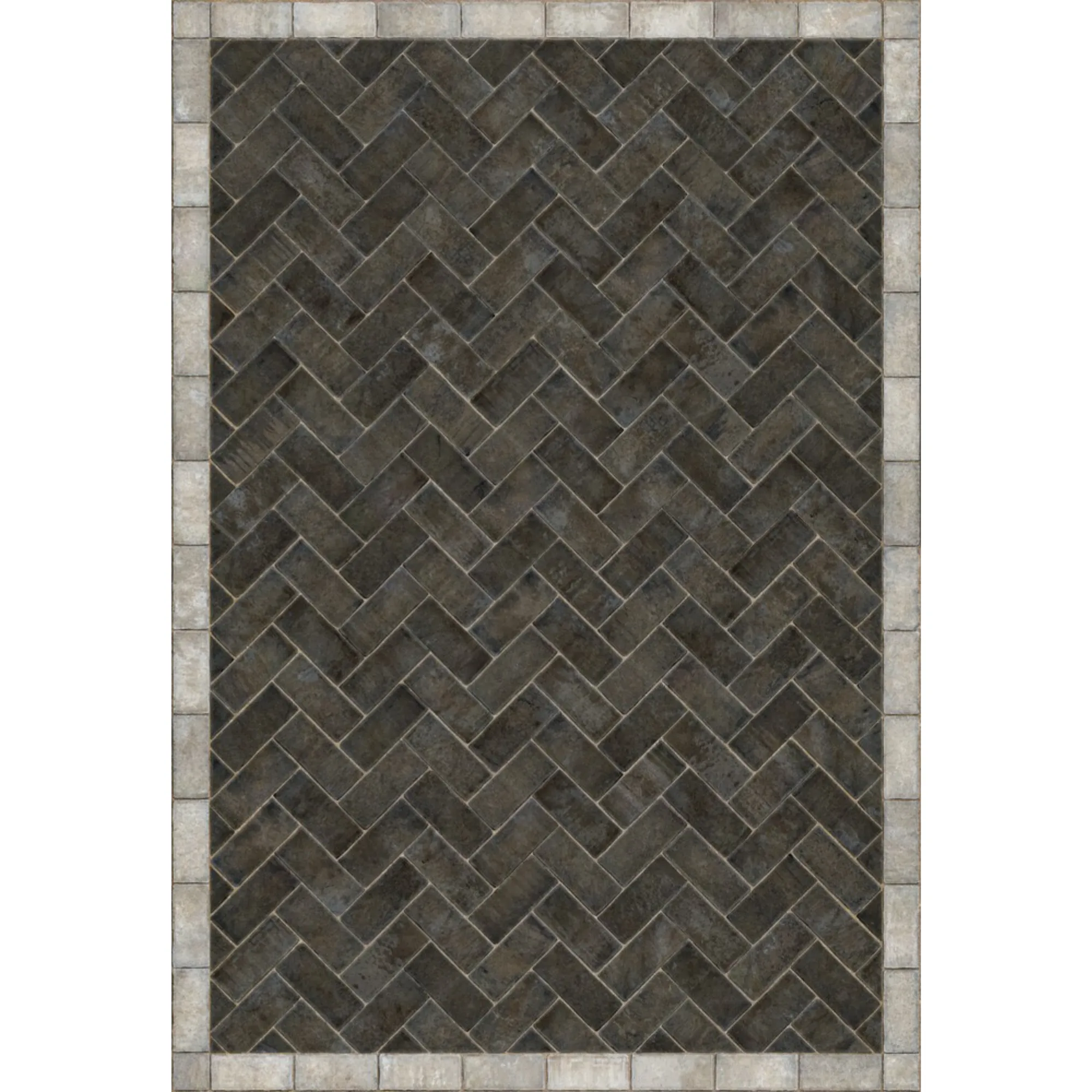 Williamsburg Brick Herringbone "Pewterware" Vinyl Floorcloth - Spicher & Co.