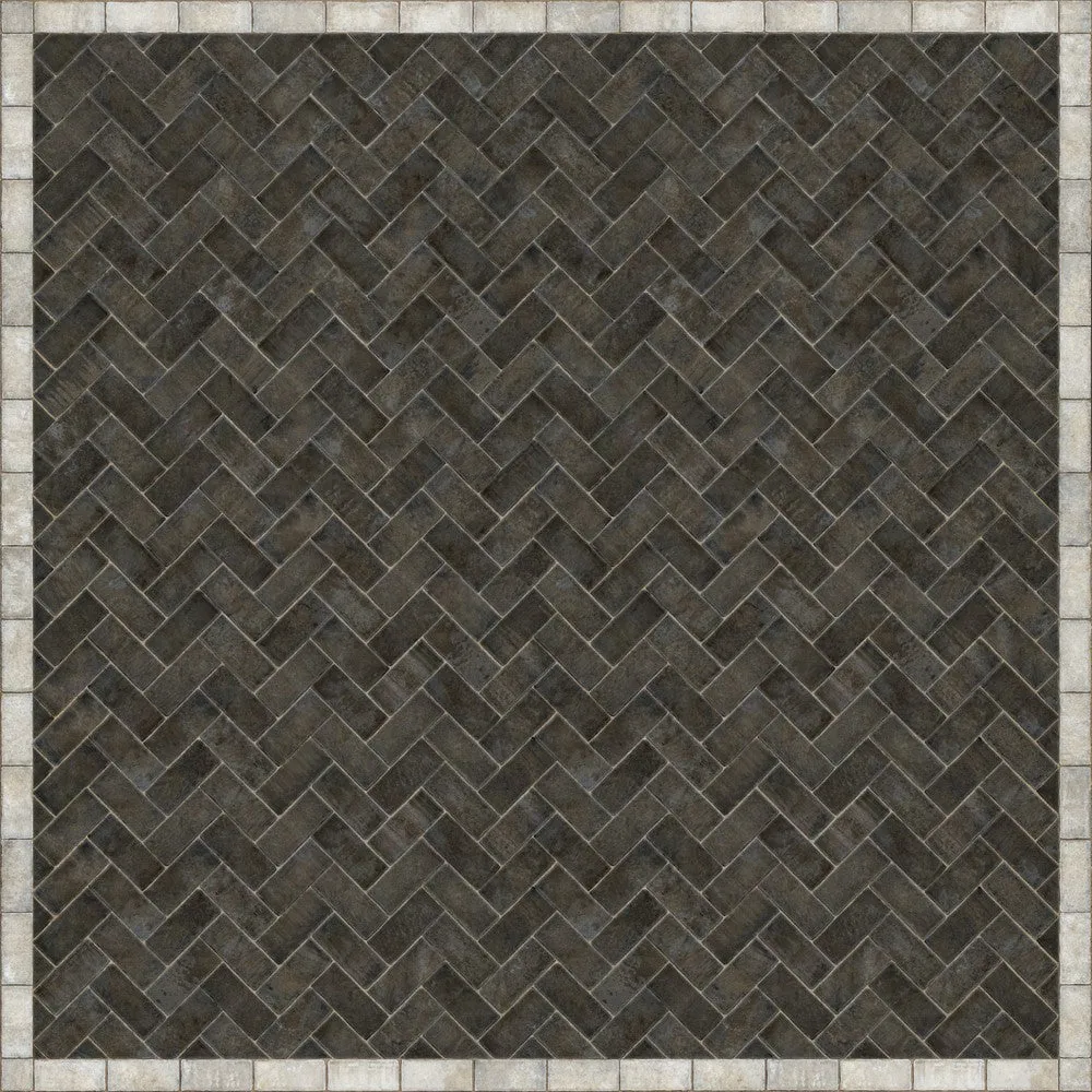 Williamsburg Brick Herringbone "Pewterware" Vinyl Floorcloth - Spicher & Co.
