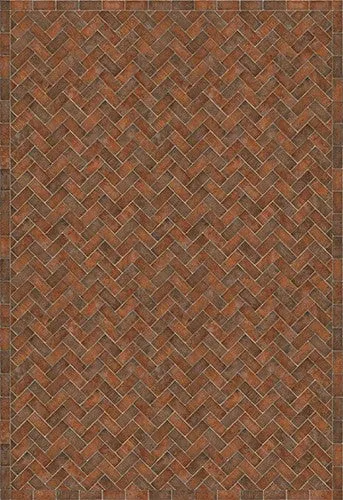 Williamsburg Brick Herringbone "Trip To Market Square" Vinyl Floorcloth - Spicher & Co.