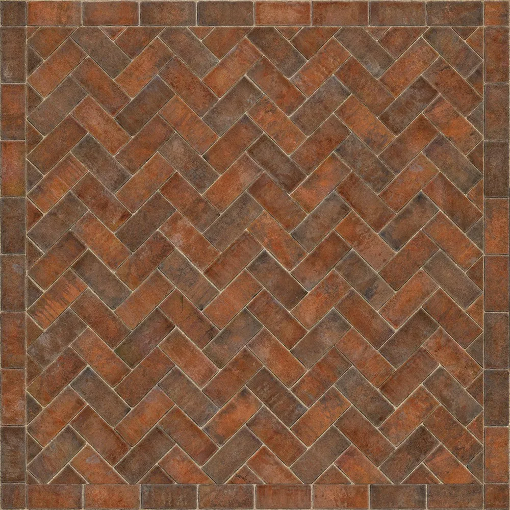Williamsburg Brick Herringbone "Trip To Market Square" Vinyl Floorcloth - Spicher & Co.