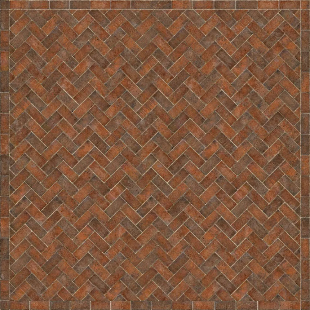 Williamsburg Brick Herringbone "Trip To Market Square" Vinyl Floorcloth - Spicher & Co.
