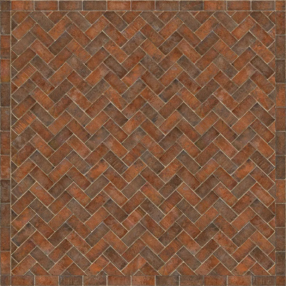Williamsburg Brick Herringbone "Trip To Market Square" Vinyl Floorcloth - Spicher & Co.