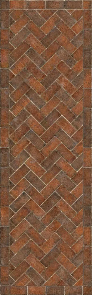 Williamsburg Brick Herringbone "Trip To Market Square" Vinyl Floorcloth - Spicher & Co.