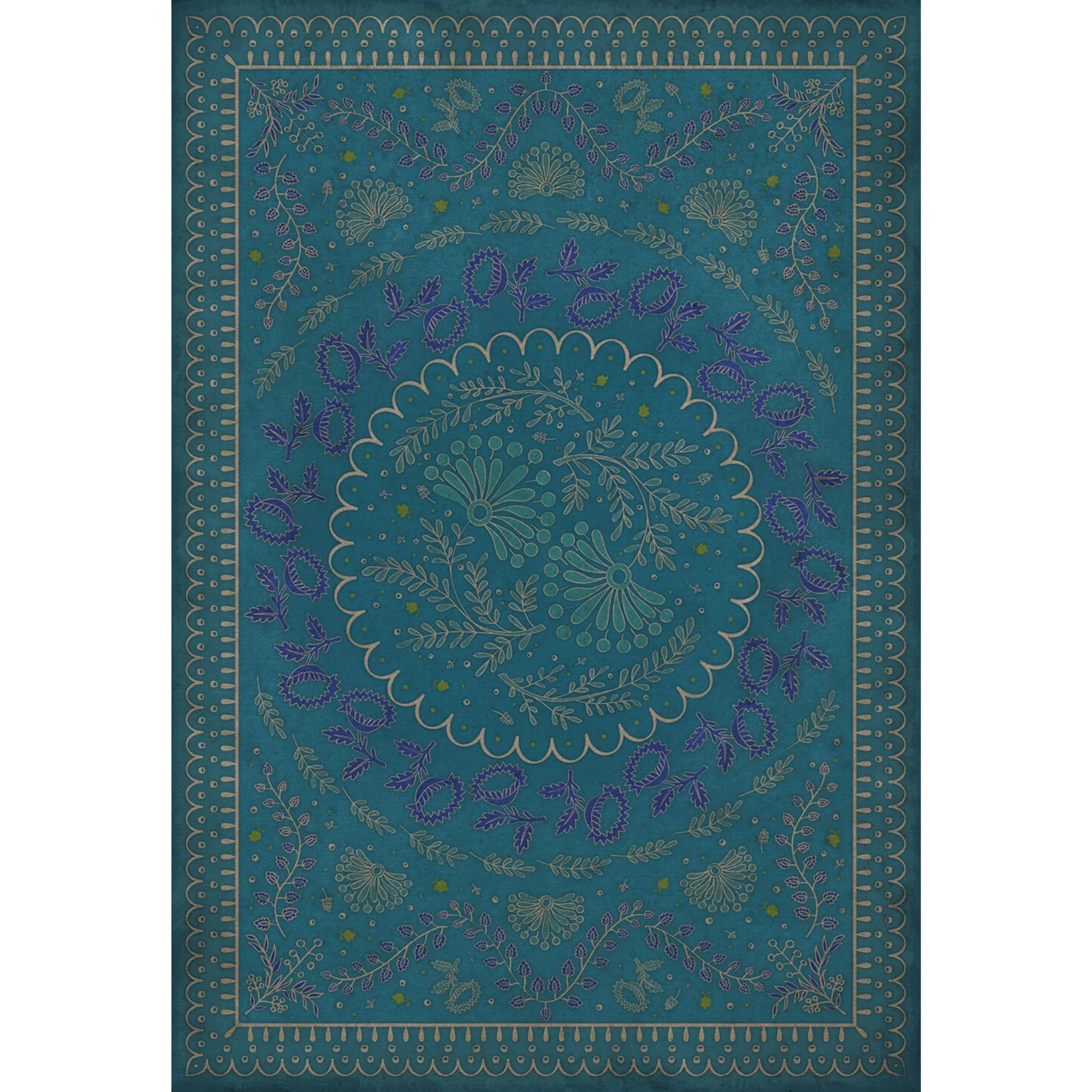 Williamsburg Cozens "Enraptured I Gaze" Vinyl Floorcloth - Spicher & Co.