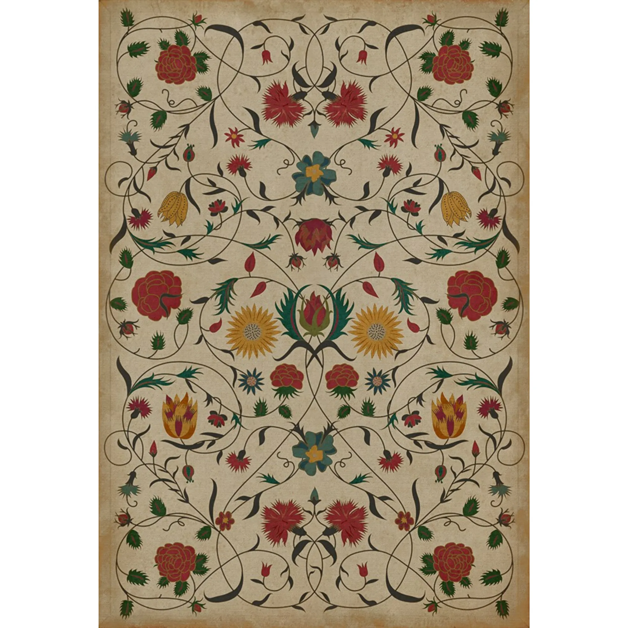 Williamsburg Floral "Abigail" Vinyl Floorcloth - Spicher & Co.