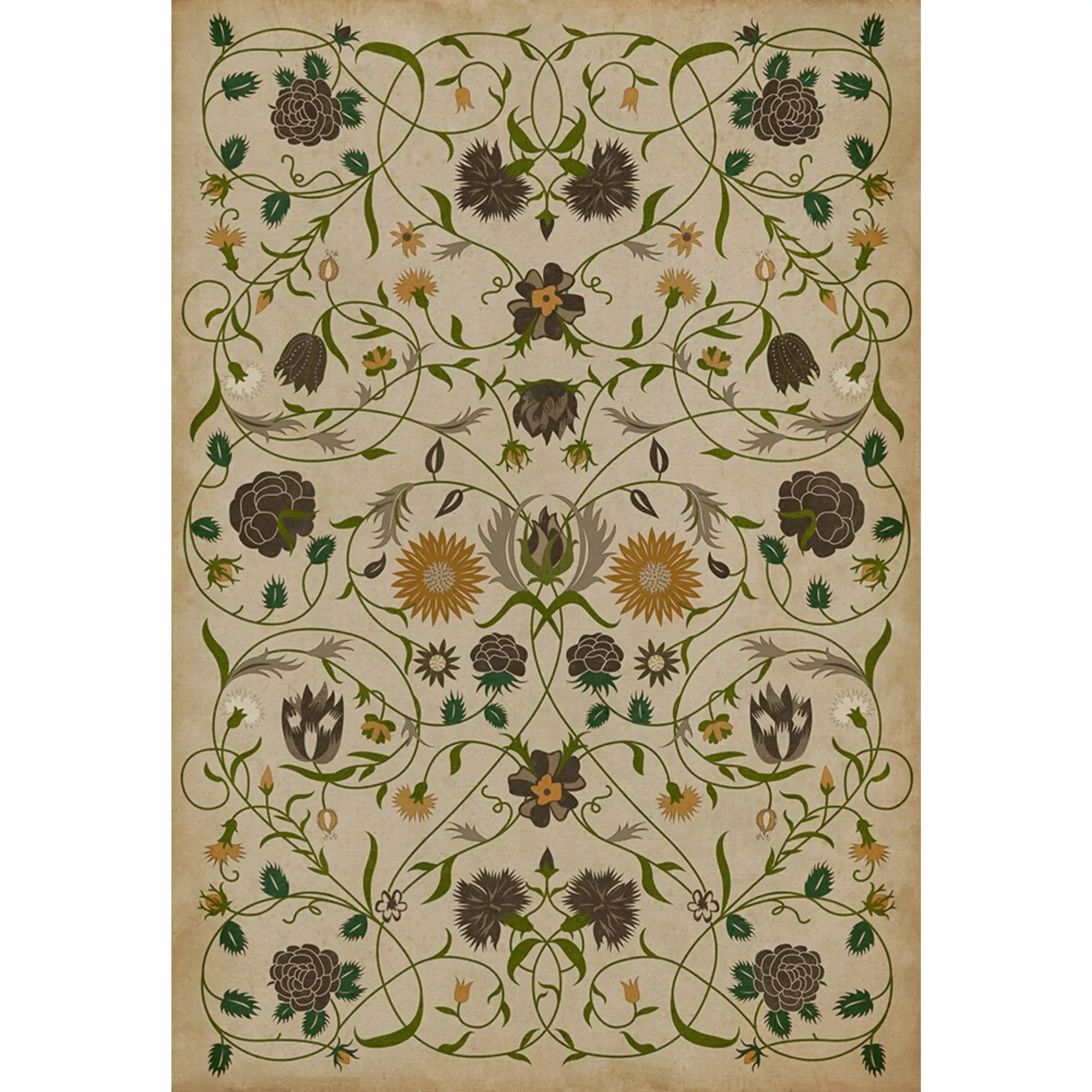Williamsburg Floral "Martha" Vinyl Floorcloth - Spicher & Co.