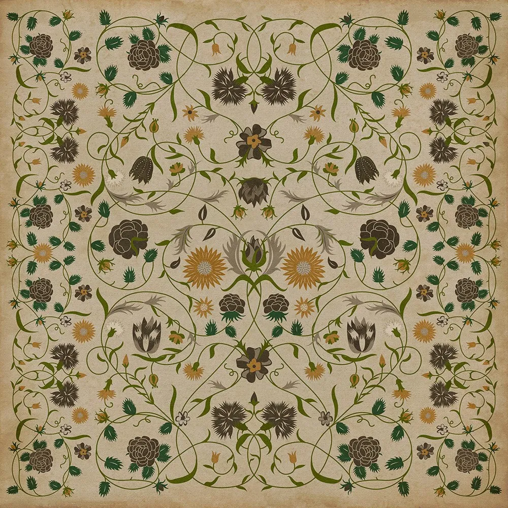 Williamsburg Floral "Martha" Vinyl Floorcloth - Spicher & Co.