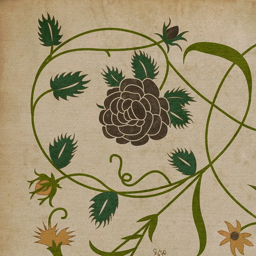 Williamsburg Floral "Martha" Vinyl Floorcloth - Spicher & Co.