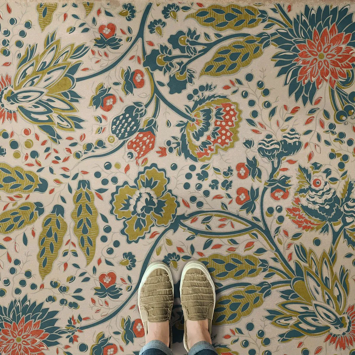 Williamsburg Garden Gate "What The Birds Said" Vinyl Floorcloth - Spicher & Co.