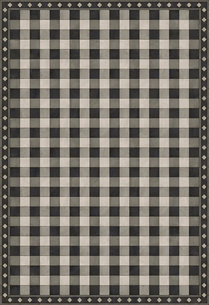 Williamsburg "Gingham Tile - Black" Vinyl Floorcloth - Spicher & Co.