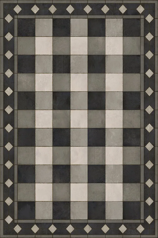 Williamsburg "Gingham Tile - Black" Vinyl Floorcloth - Spicher & Co.