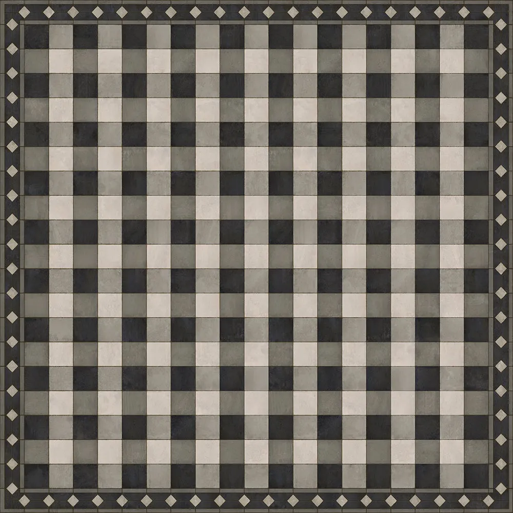 Williamsburg "Gingham Tile - Black" Vinyl Floorcloth - Spicher & Co.
