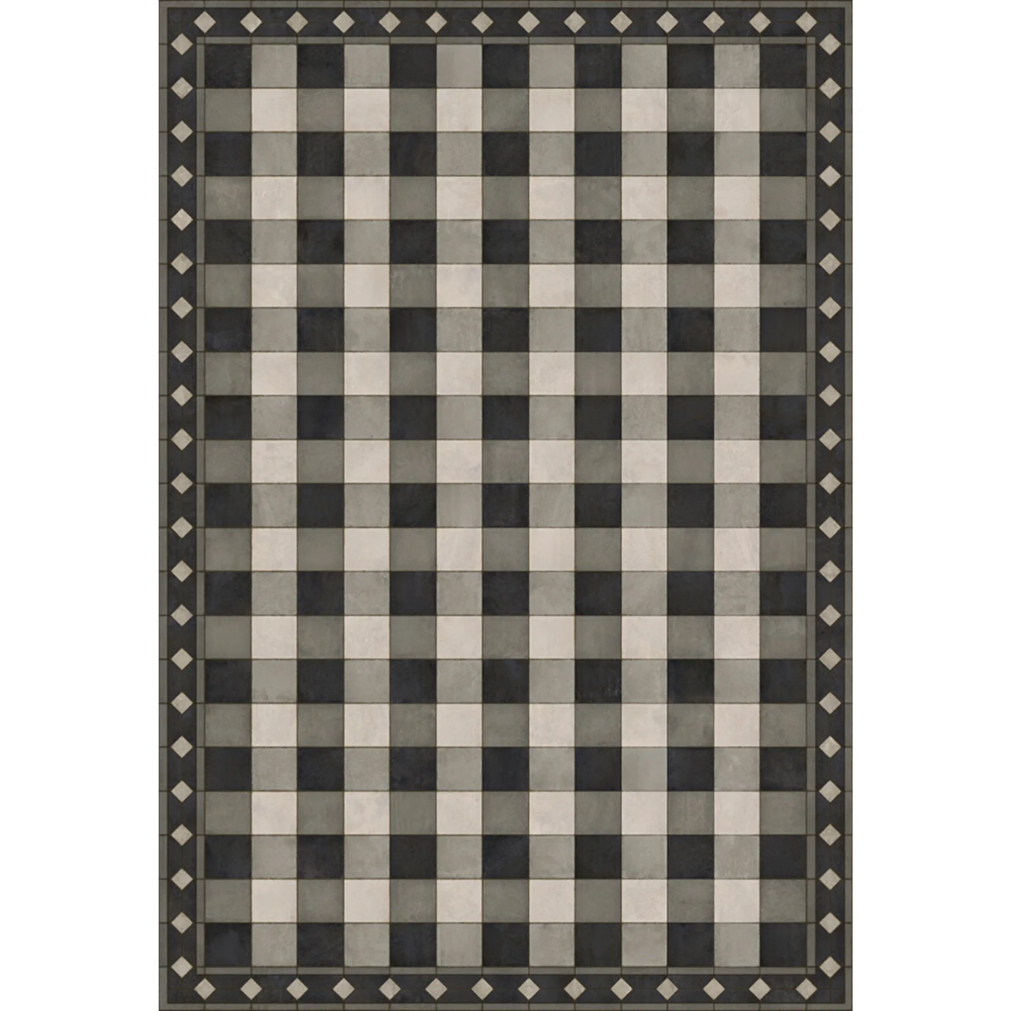 Williamsburg "Gingham Tile - Black" Vinyl Floorcloth - Spicher & Co.