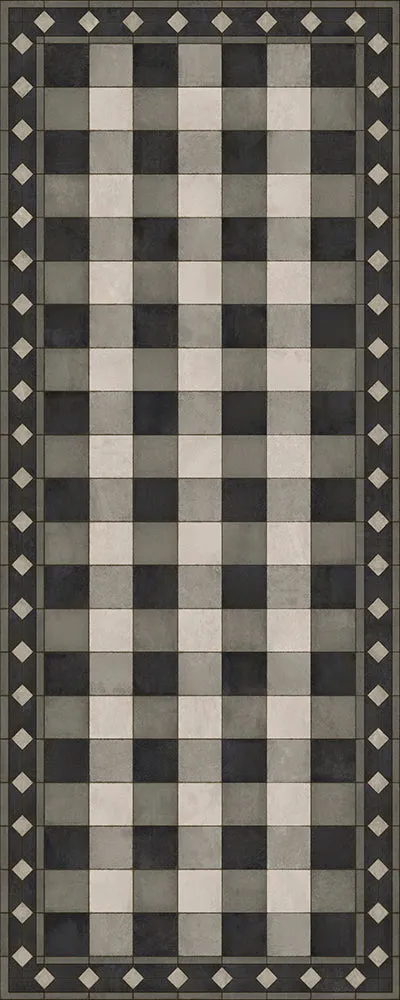 Williamsburg "Gingham Tile - Black" Vinyl Floorcloth - Spicher & Co.