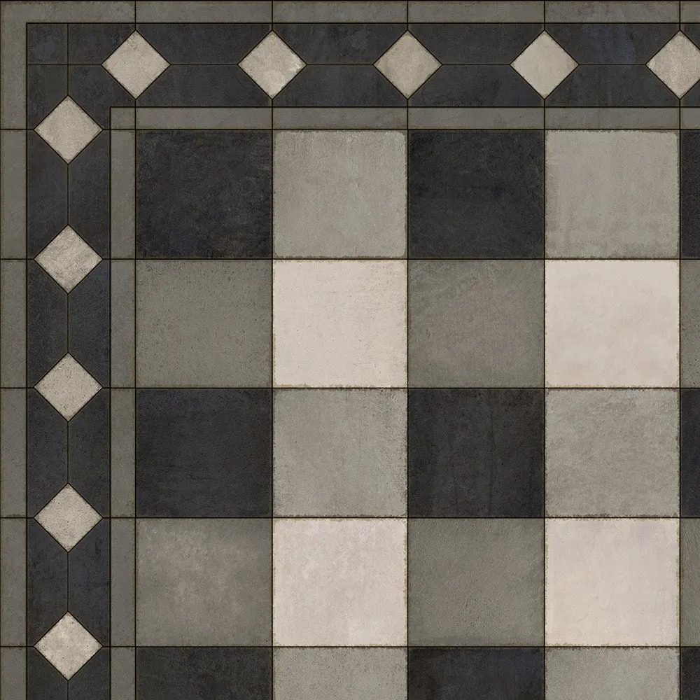 Williamsburg "Gingham Tile - Black" Vinyl Floorcloth - Spicher & Co.