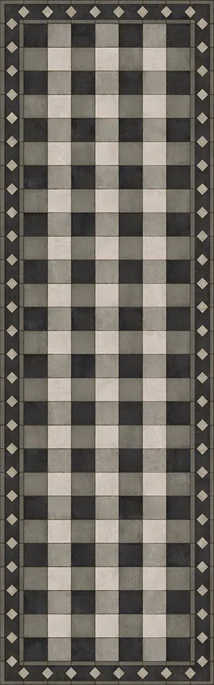 Williamsburg "Gingham Tile - Black" Vinyl Floorcloth - Spicher & Co.