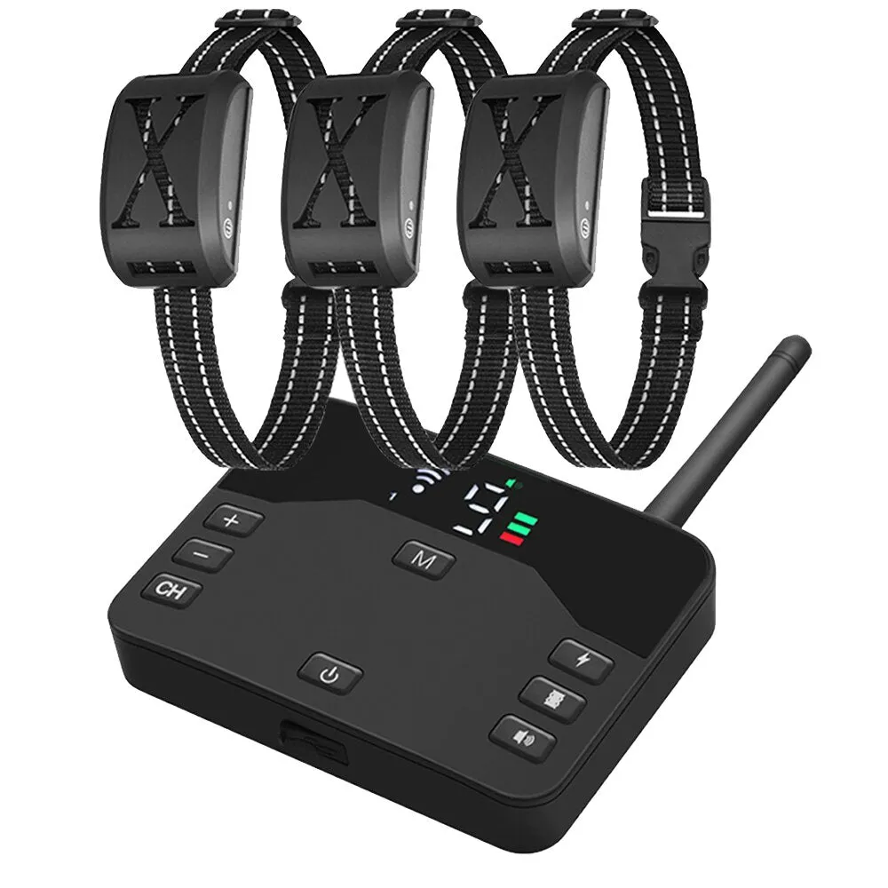Wireless Dog Fence 2 in 1  Electric Pet Containment 4 Working Modes Waterproof Recharge Vibration Collar Shock Training Device
