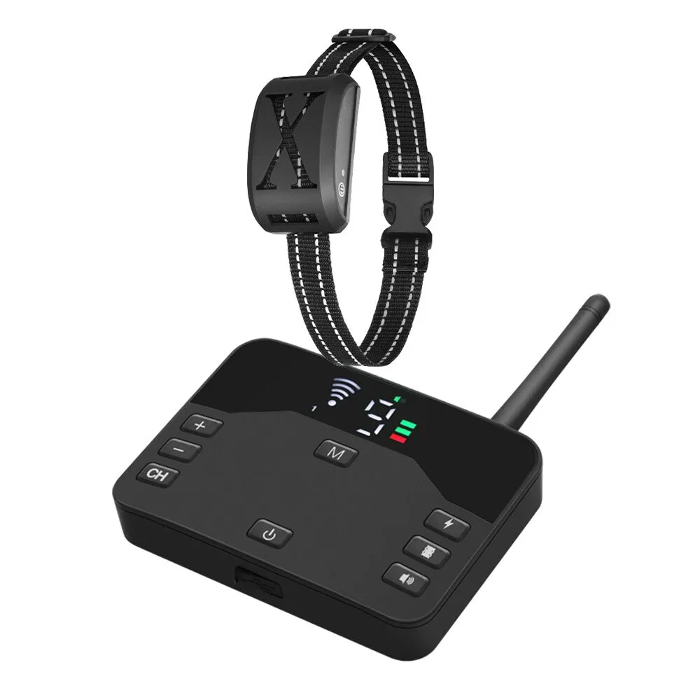 Wireless Dog Fence 2 in 1  Electric Pet Containment 4 Working Modes Waterproof Recharge Vibration Collar Shock Training Device
