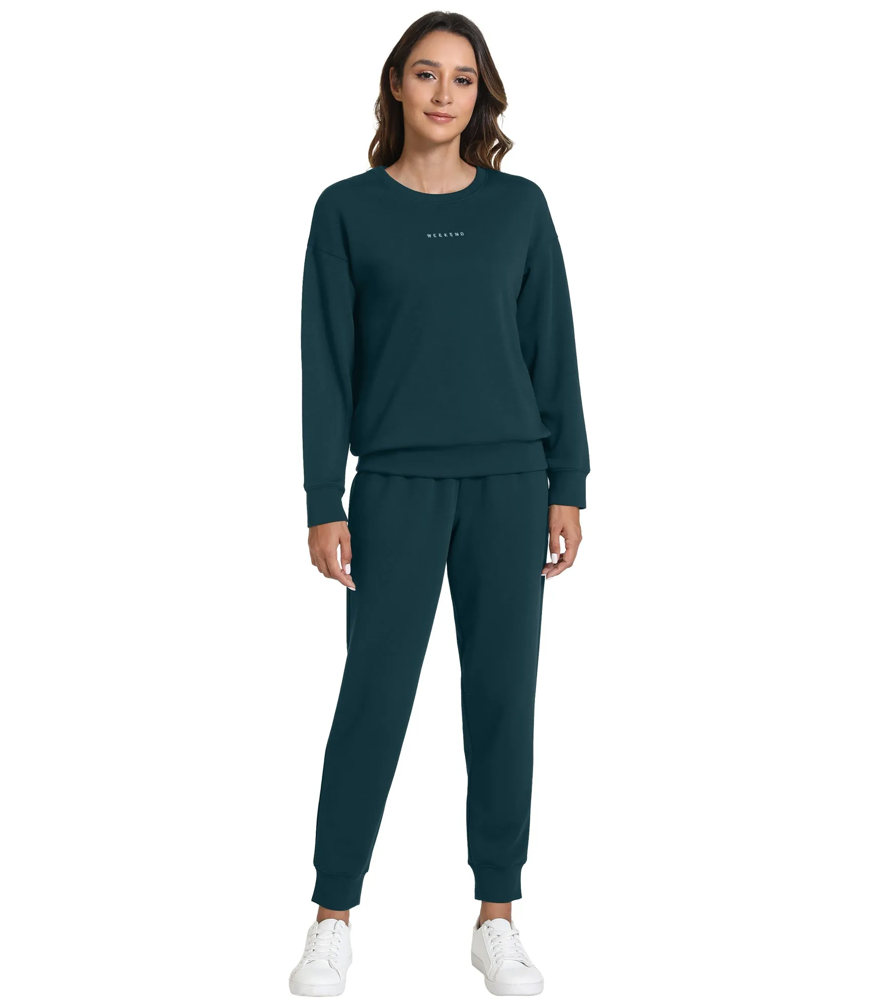 WiWi Womens 2 Piece Outfits Sweatsuit Crewneck Lounge Matching Sweat Sets