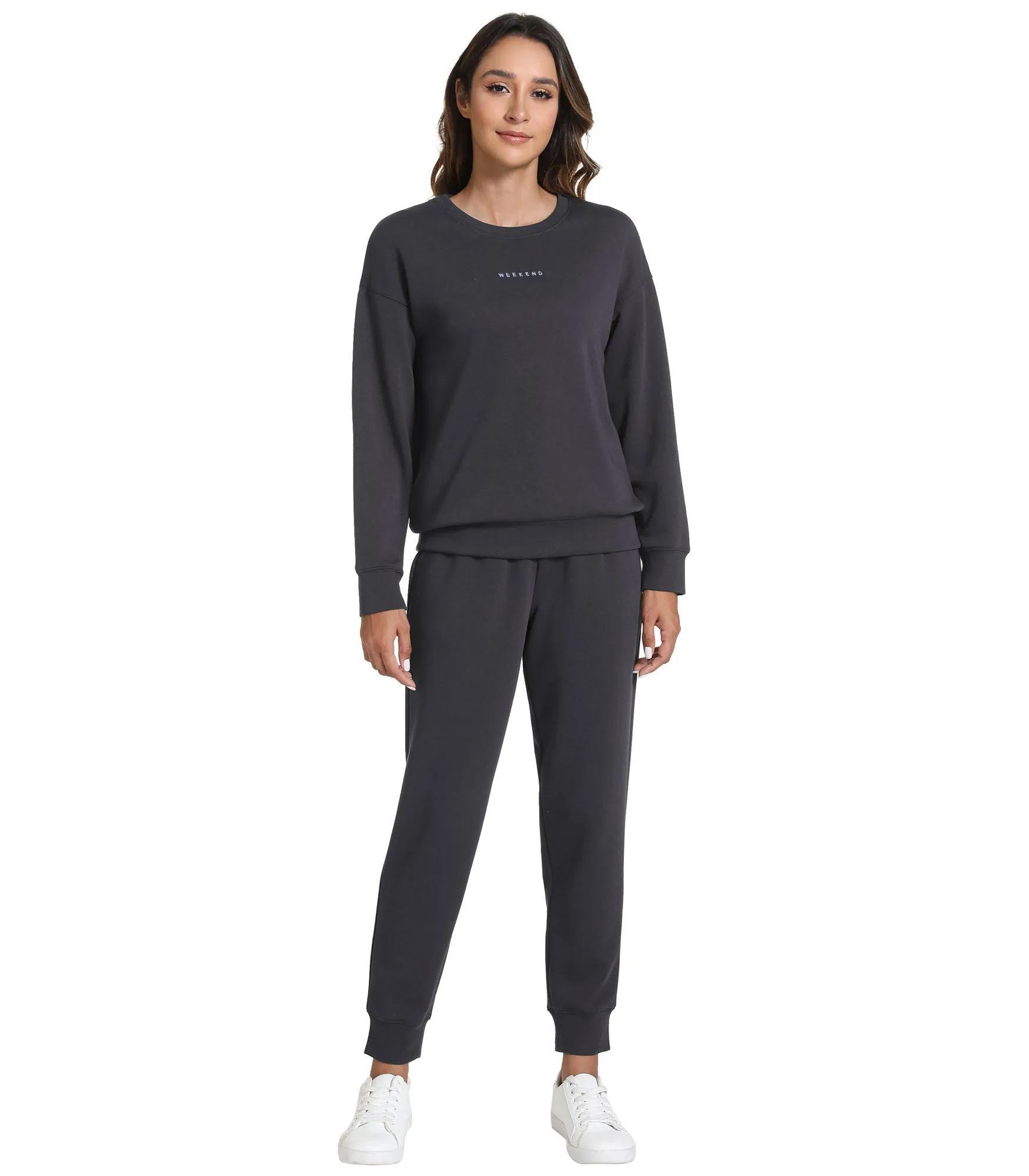 WiWi Womens 2 Piece Outfits Sweatsuit Crewneck Lounge Matching Sweat Sets