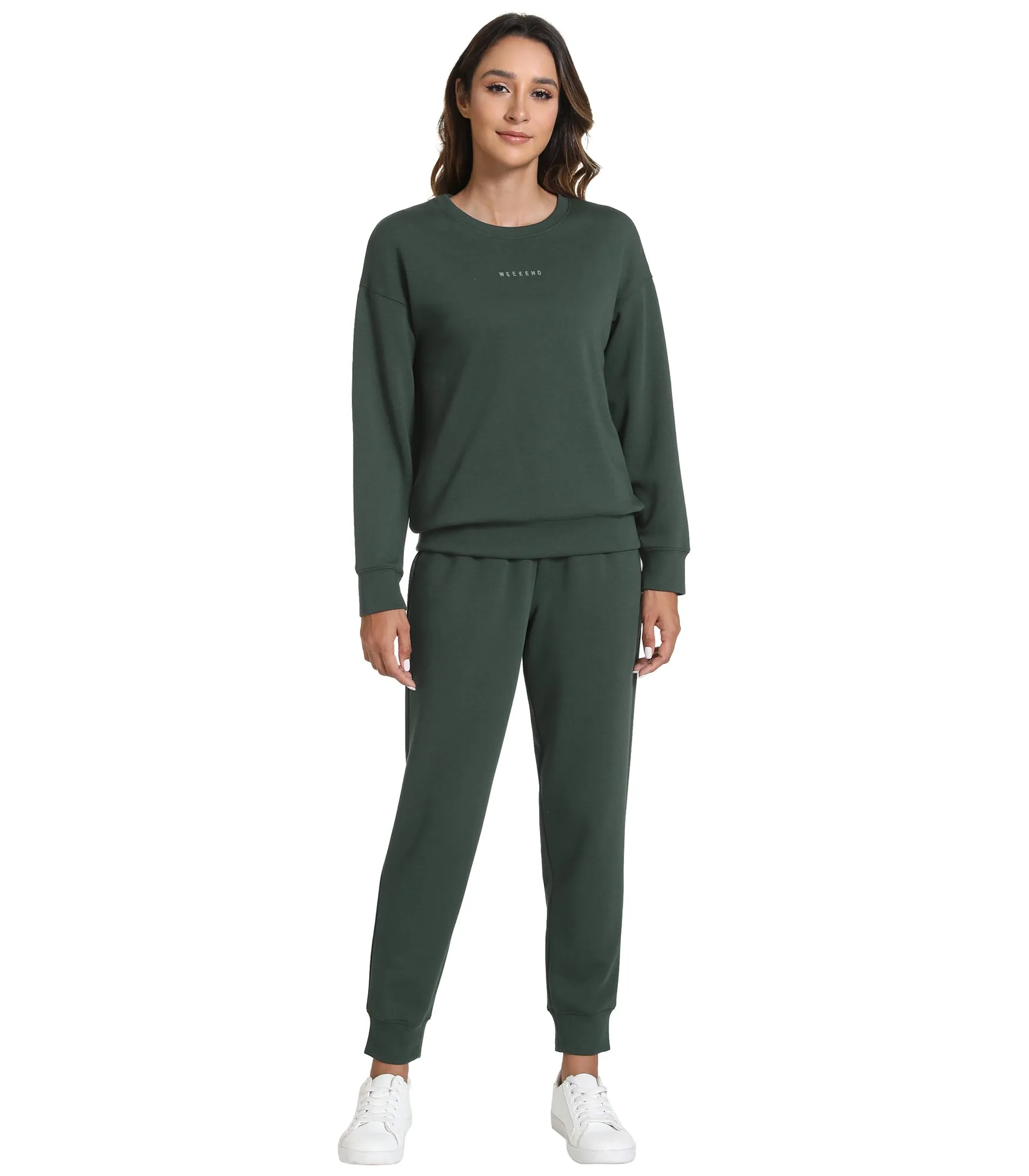 WiWi Womens 2 Piece Outfits Sweatsuit Crewneck Lounge Matching Sweat Sets