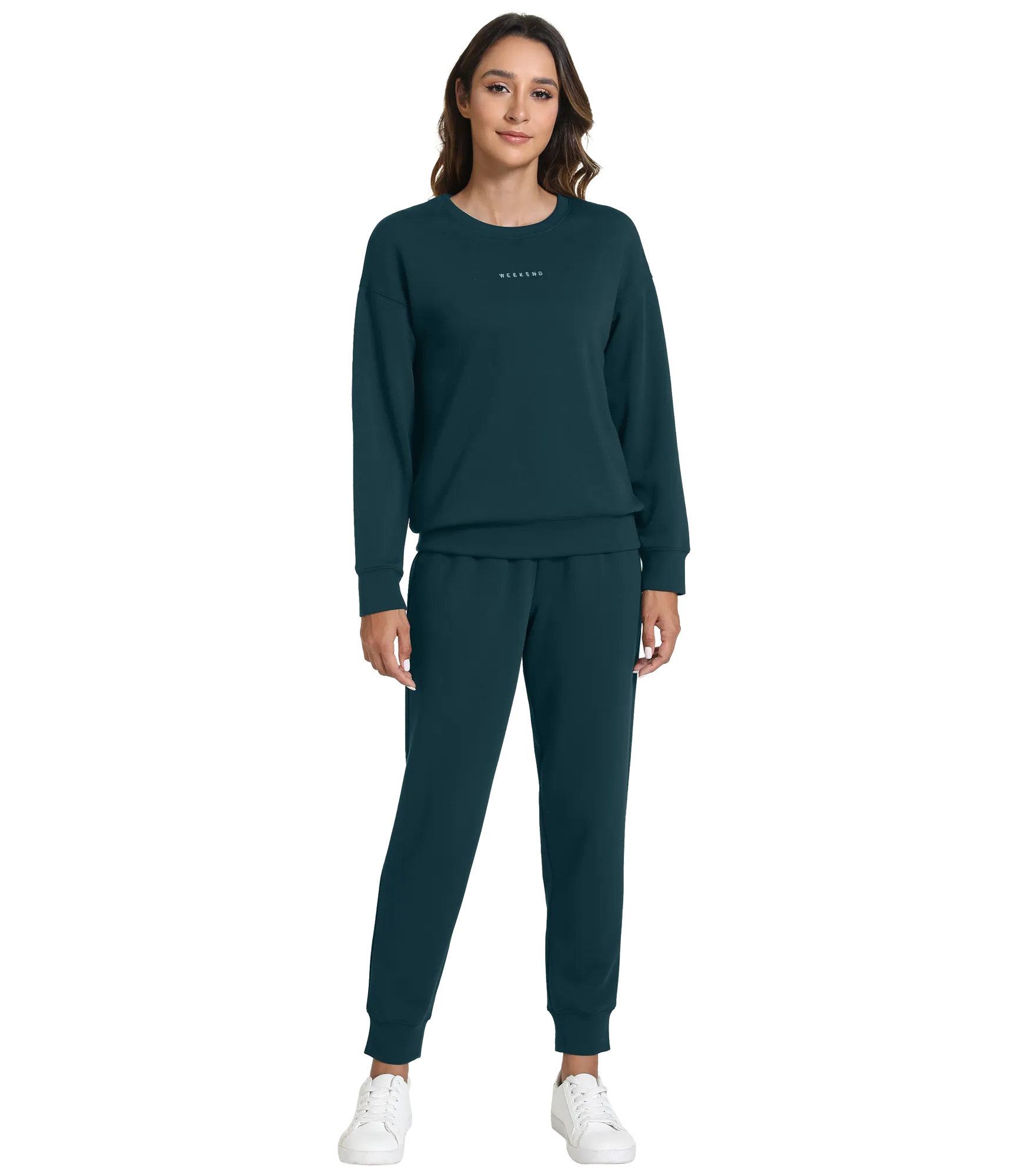 WiWi Womens 2 Piece Outfits Sweatsuit Crewneck Lounge Matching Sweat Sets
