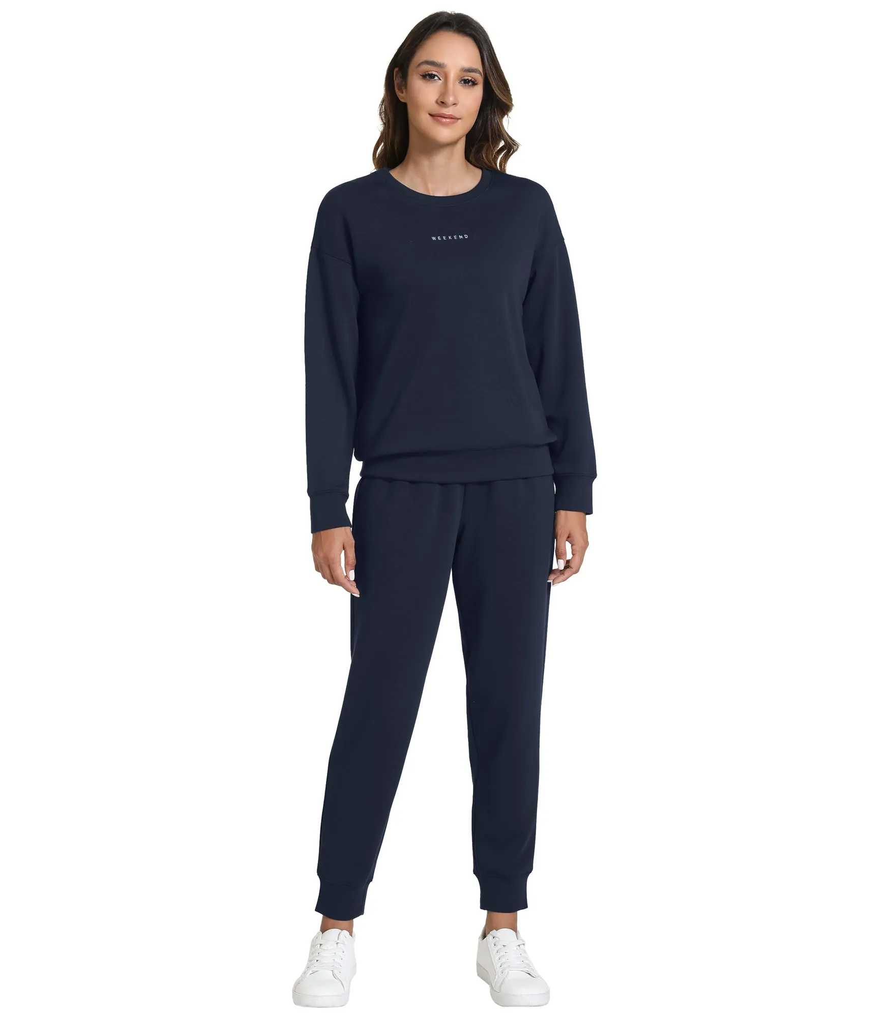 WiWi Womens 2 Piece Outfits Sweatsuit Crewneck Lounge Matching Sweat Sets