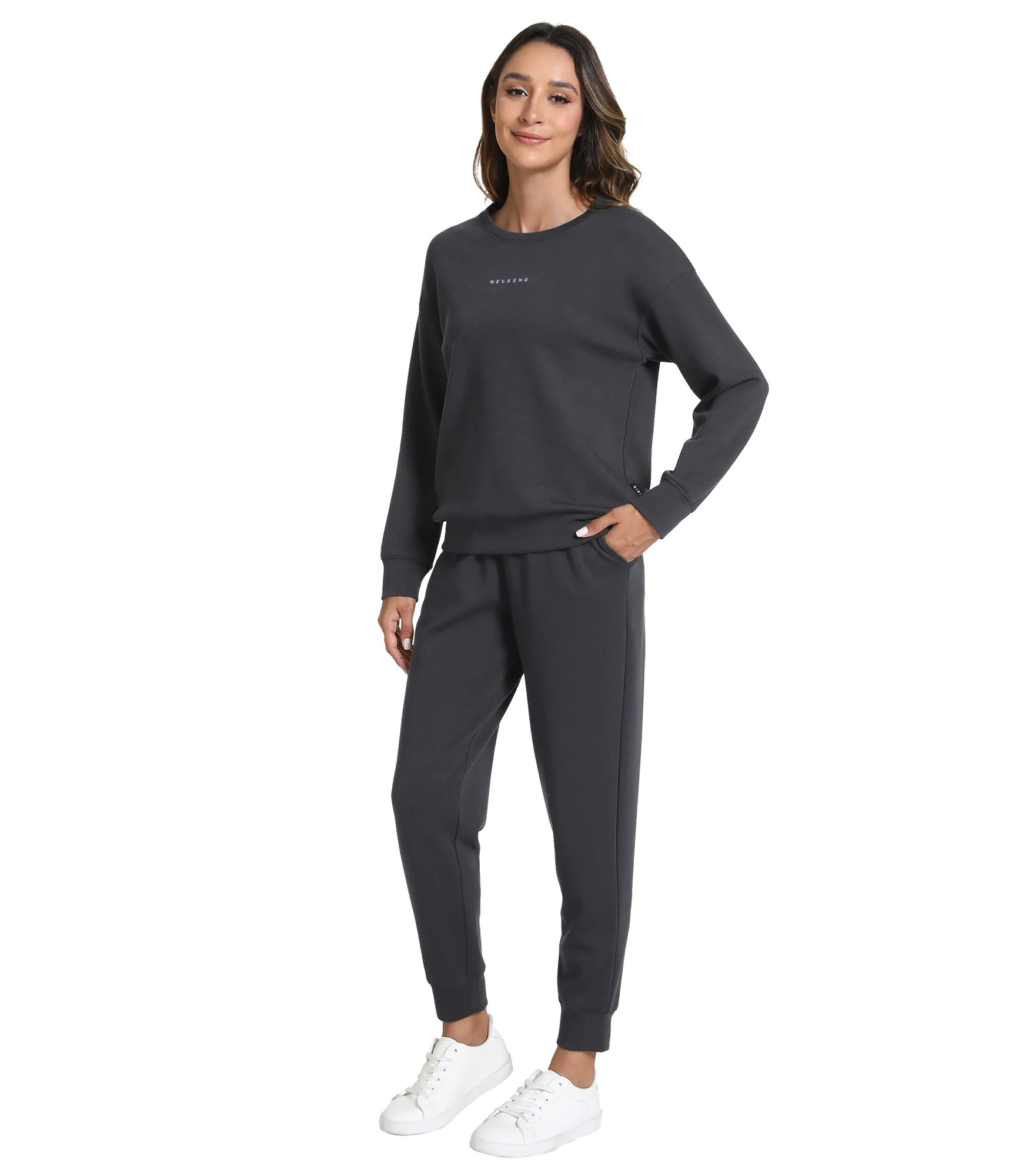 WiWi Womens 2 Piece Outfits Sweatsuit Crewneck Lounge Matching Sweat Sets