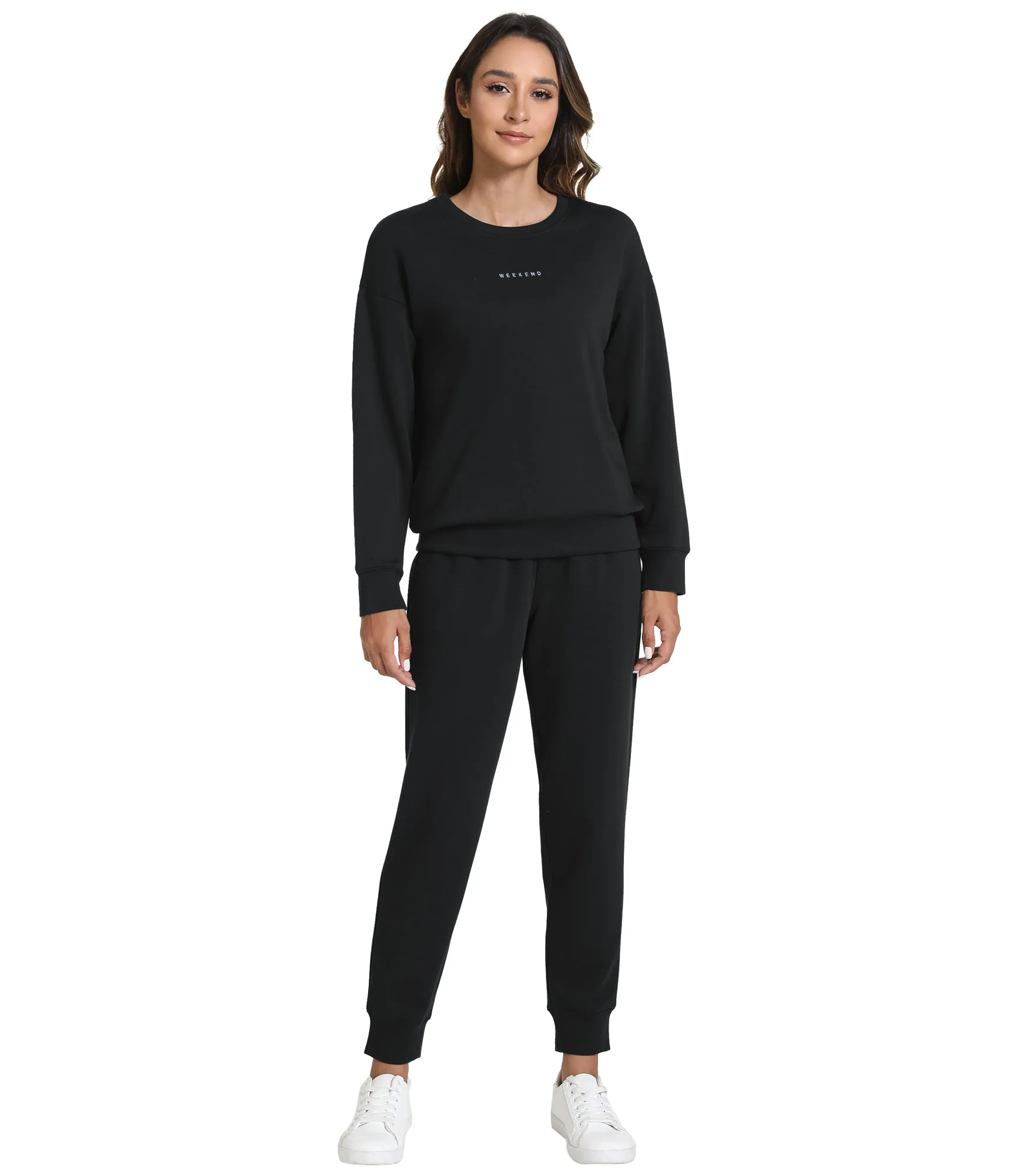 WiWi Womens 2 Piece Outfits Sweatsuit Crewneck Lounge Matching Sweat Sets